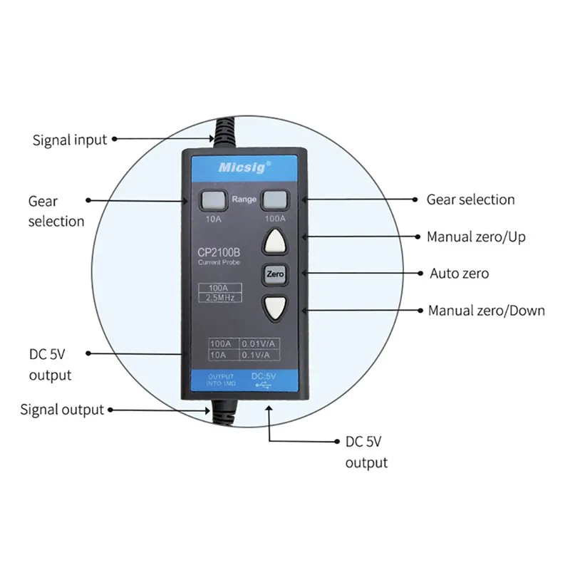 Датчик переменного/постоянного тока Micsig CP2100A/B 2 5 МГц 10 А/70 7 А максимальный