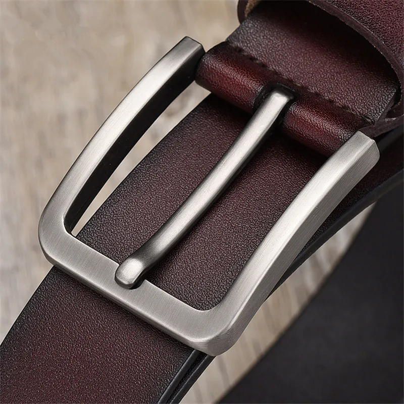 

Boutique men's genuine leather belt Luxury designer brand high quality alloy pin buckle belt Retro business jeans black belt