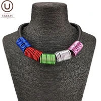 ukebay new multicolor aluminum wire choker necklaces women gothic necklace handmade jewelry match clothes fashion sweater chains