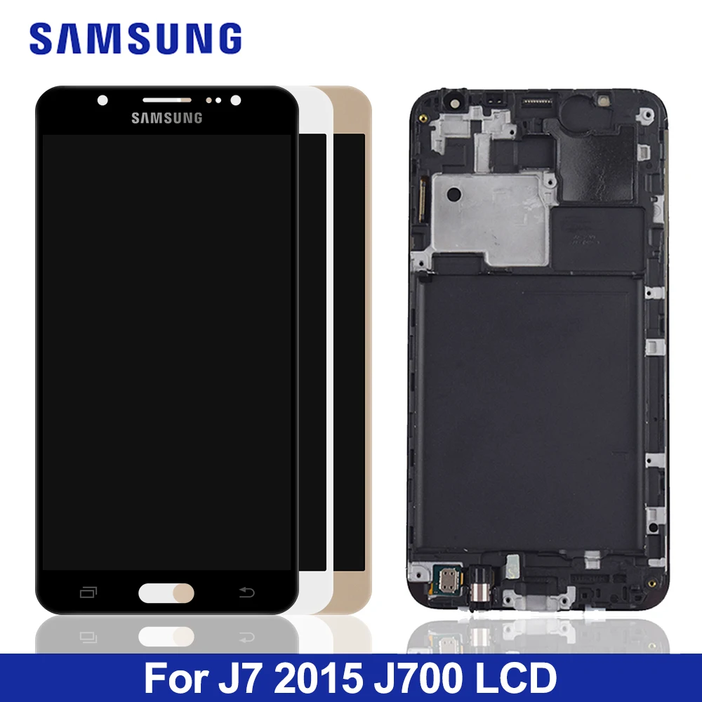 J700f ЖК-дисплей для samsung Galaxy J7 J700 J700M J700H J700FN DS кодирующий преобразователь сенсорного экрана в сборе с рамкой кнопка Home