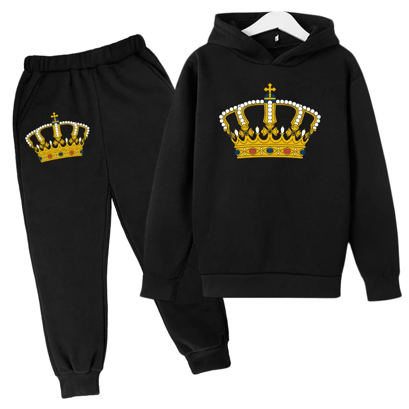 

Crown King Queen Princess Clothes Cartoon Hoodi Childrens Clothing Boys Hoodie Autumn Girls Kids Gift Sweatshirt Casual Costume
