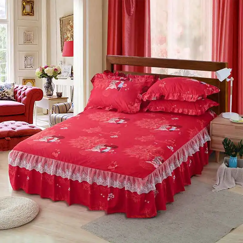 Корейский кружевной чехол для кровати натяжная простыня с цветочным рисунком