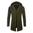 Повседневное пальто с капюшоном и длинным рукавом, осенне-зимнее однотонное пальто на молнии с манжетами и открытым стежком, кардиган, куртка, верхняя одежда