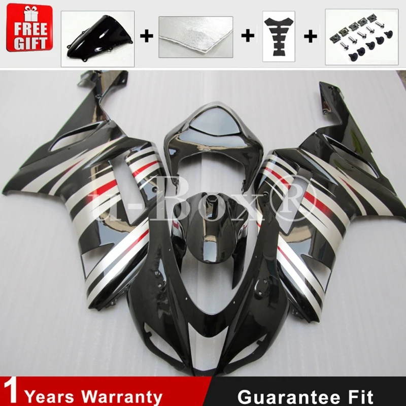 

Новинка из АБС-пластика для мотоцикла весь обтекатели комплект подходит для kawasaki Ninja ZX6R 636 2007 2008 07 08 6R ZX-6R кузов комплект черный, серебристый ц...