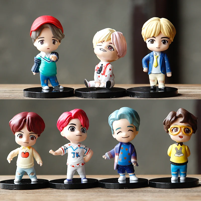 7 шт. Kpop дом Bangtan Boys Выдвижная мини-фигурка настольная подставка игрушка