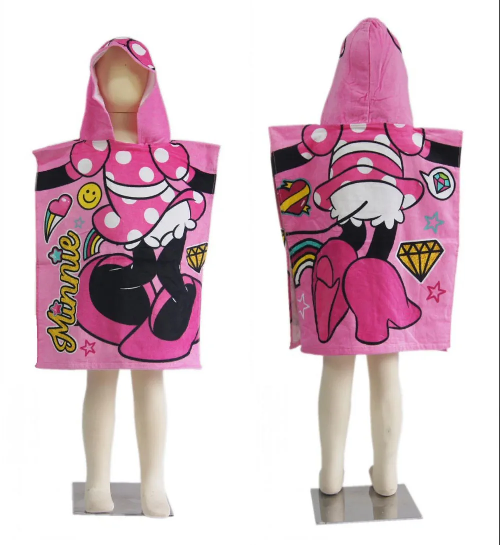 Disney розовое хлопковое банное полотенце с капюшоном и Минни Маус пончо для