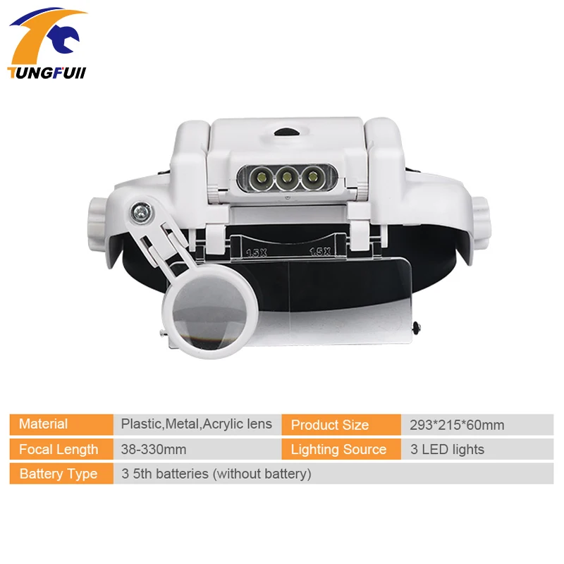 Светодиодный ная Лупа с налобным креплением увеличительные очки Hands Free для