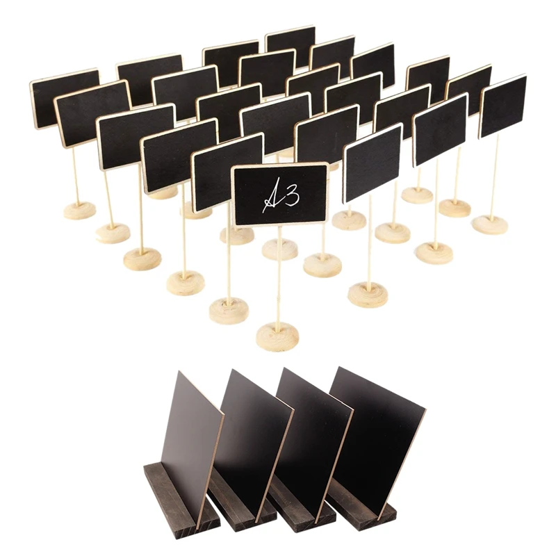 

4 шт. настольные мини-доски с деревянными подставками в деревенском стиле, с 3 мелками и 24 шт. мини-доски с записываемыми ластиками