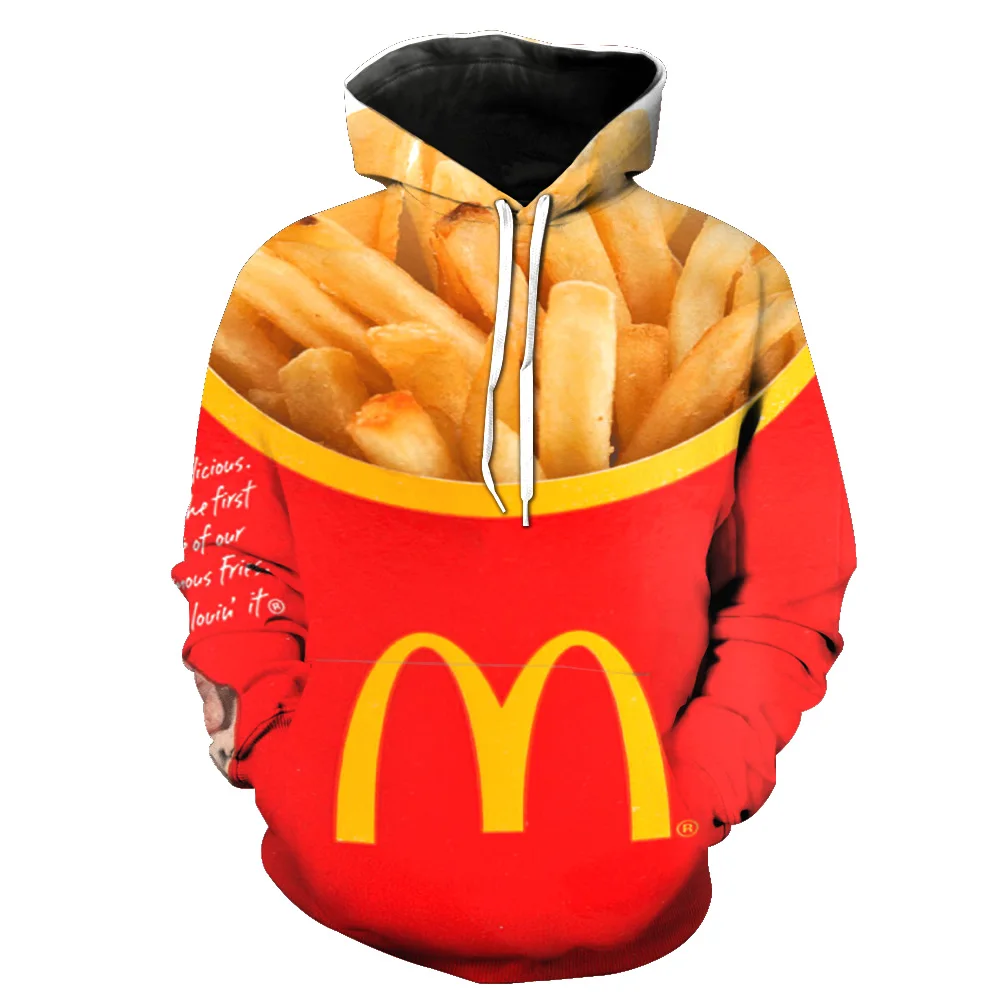 

Fast Food 3d Print Fashion Hoodie Men Harajuku Funny Sweatshirts Streetwear Hip Hop Quality Plus Size Autumn Clothes Men