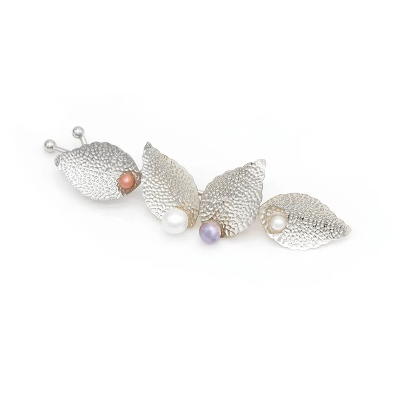 Женская заколка для волос с металлическим жемчугом четырьмя листьями 1 шт.