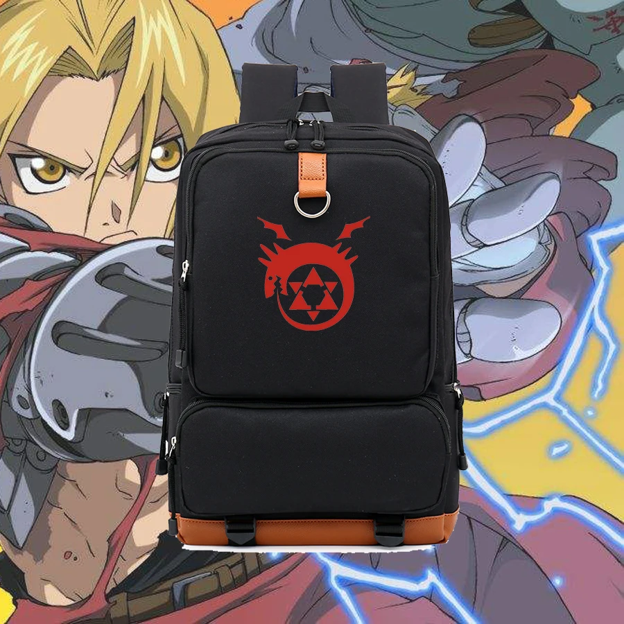 

Fullmetal Alchemist backpack anime cartoon fans school backpack student backpacks high capacity high quality nylon black bag