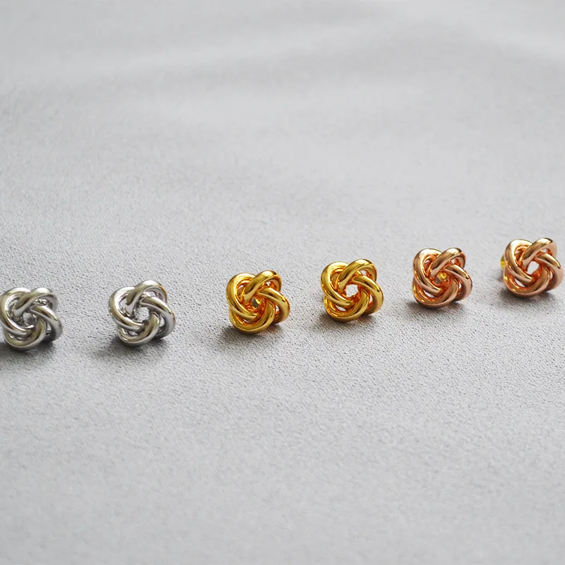 

European and American fashion exquisite personality temperament Joker brass knot flowers simple daily earrings female