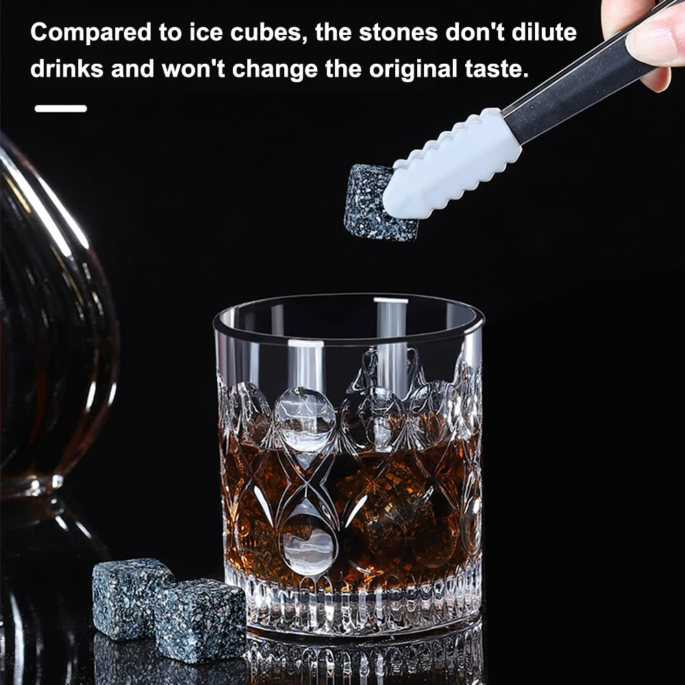 

6PCS Reusable Ice Cubes Whiskey Stones Gypsum Chilling Rocks for Wine Beer Drinks Useful for Kitchen Dining Bar Happy Party