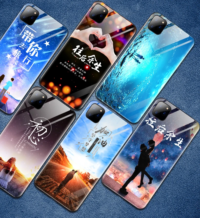 Роскошный Романтический Luminous Закаленное Стекло Чехол для Xiaomi Mi MAX 2 3 Крышка Mi Mix Play TPU мягкий граничный чехол.