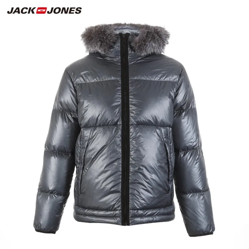 JackJones мужской зимний пуховик с капюшоном и воротником из лисьего меха 218412521 |