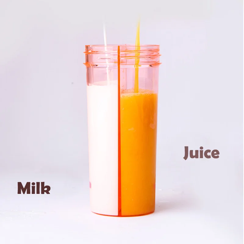 600 мл портативная креативная бутылка для воды в виде двух соломинок уличная