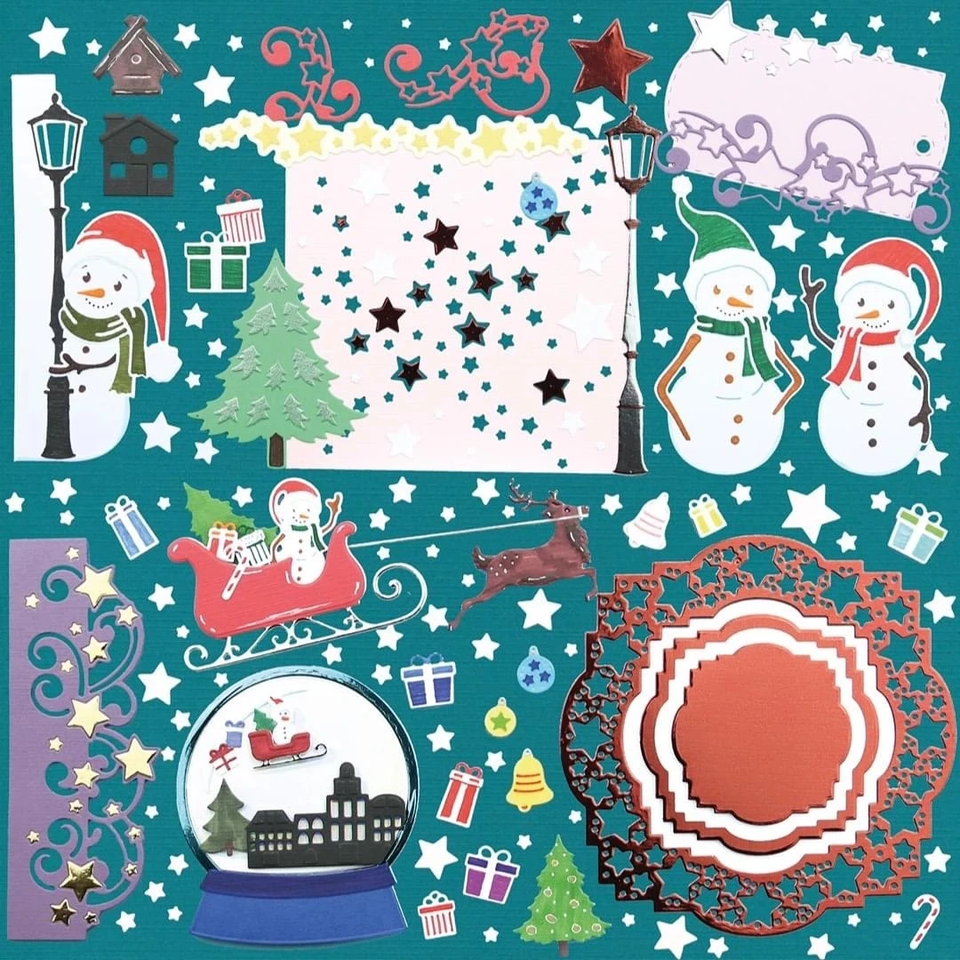 Металлические штампы в виде снеговика и уличной лампы форма для карточек