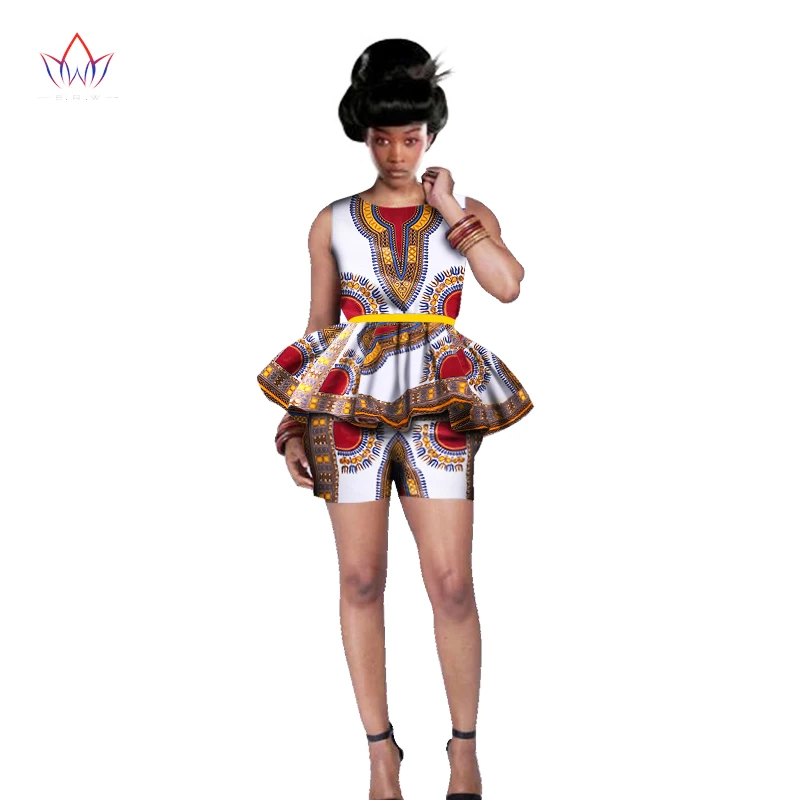 Women African Clothing 6XL Women African Outfits 2 Piece Sets African Print Shorts Set Design Brand Dashikis Print BRW WY542
