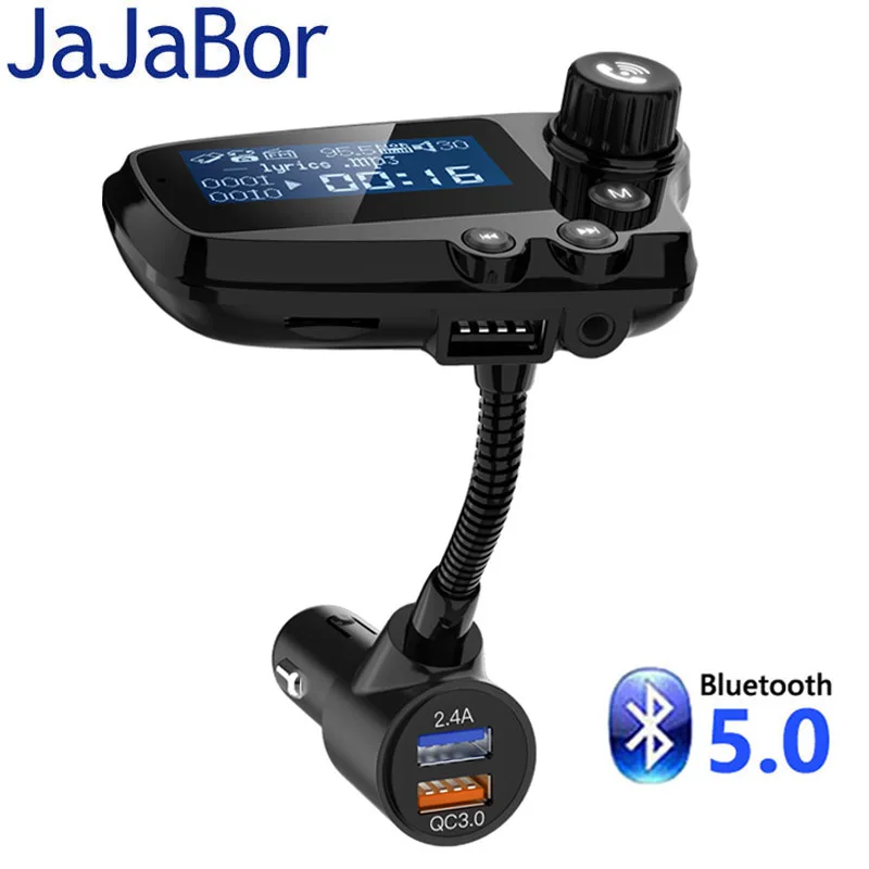 JaJaBor FM передатчик Bluetooth 5 0 автомобильный комплект громкой связи вызов AUX стерео A2DP