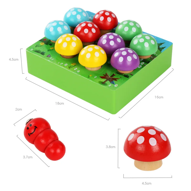 Детские деревянные игрушки Монтессори магнитные рыболовные игра в грибы лес