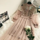 Платье женское кружевное с цветочным принтом, праздвечерние газовое платье-размера плюс с рукавами-фонариками, длинная юбка из тюля платье принцессы, комплект из 2 предметов