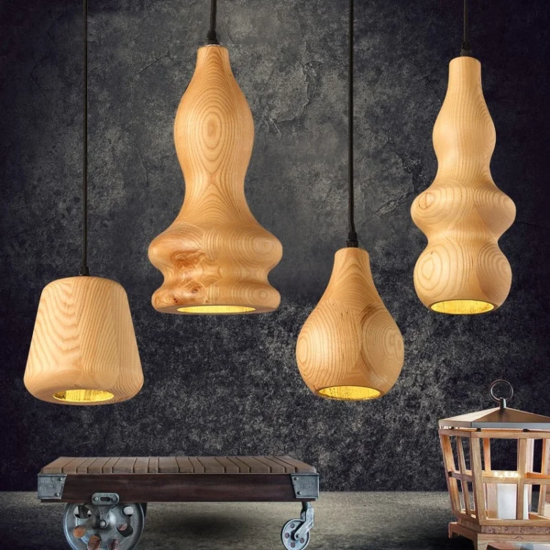 Подвесной светильник из дубовой древесины в виде тыквы современный деревенский