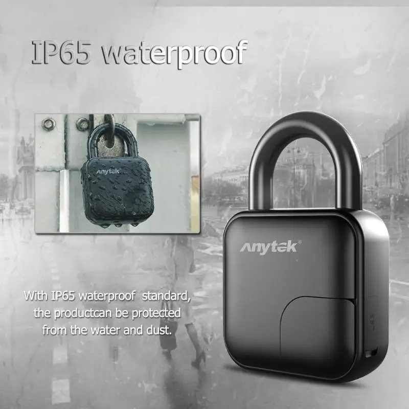 Интеллектуальный замок с блокировкой по отпечатку пальца Anytek L3 USB перезаряжаемый