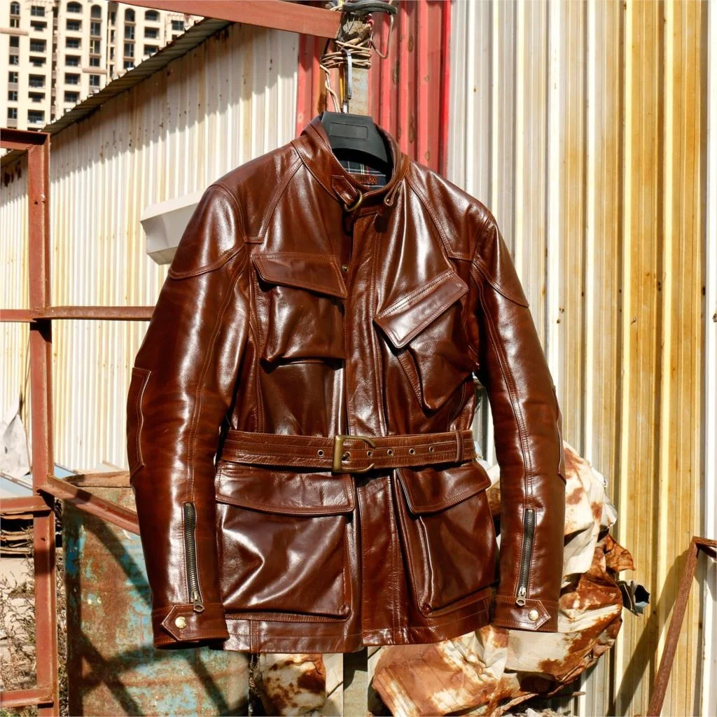 

Американская ретро кожаная искусственная кожа батик воловья кожа Май ка ji локомотив кожаная длинная куртка из крафт-кожи