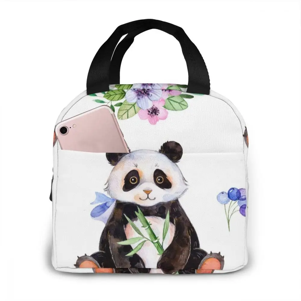 

Ланч-бокс с бамбуковым охлаждением акварельной панды, переносной изолированный Ланч-бокс, Термосумка для еды, пикника, Ланч-бокс