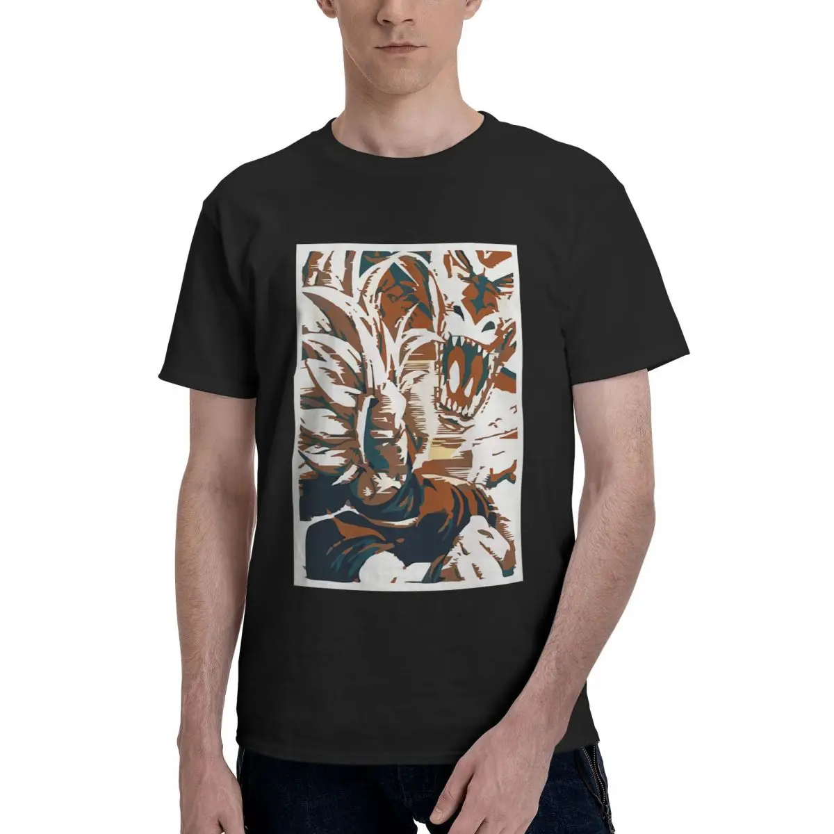 

Leisure Goku Saiyan Bandai Dragon Ball Z T-Shirts Men Crew Neck Cotton T Shirts Dbz Short Sleeve Tee Shirt Gift Idea Clothes
