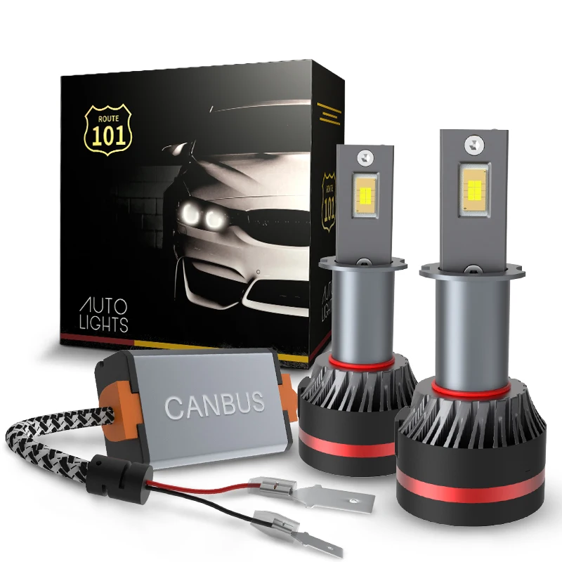 Route101 H3 LED Canbus Bulb 6000K Error Free Fog Light Headlight for 12v-24v Car Lamp Auto Lighting