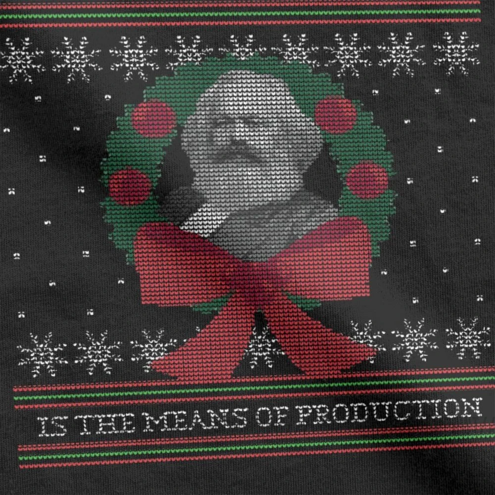 Мужская футболка с изображением Карла Маркса смешная Рождественская одежда