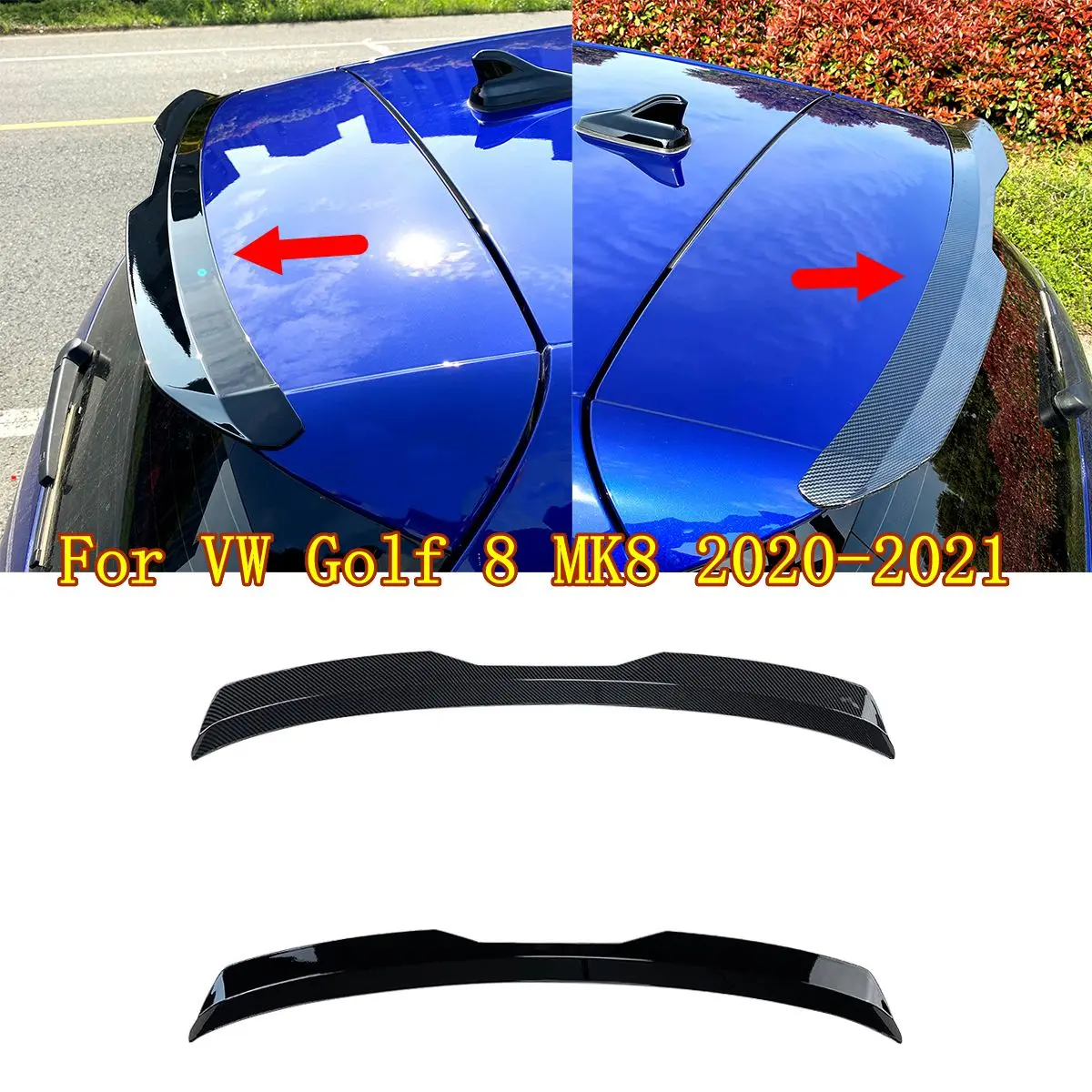 

Rear Roof Spoiler Top Wing Fit For Volkswagen VW Golf 8 MK8 2020-2021 Glossy black/Carbon look