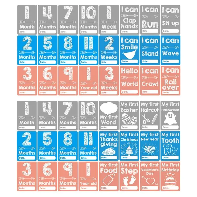 

24 шт./компл. Новорожденные месячные наклейки праздничная открытка Детская фотография новый фотографический реквизит аксессуары для роста ...