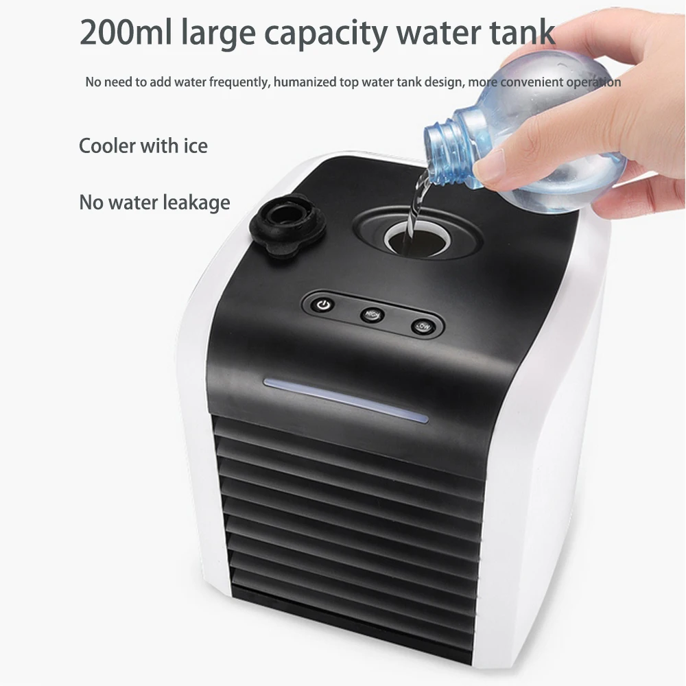 

Mini USB Fan Personal Portable 3 Speed Fan Built-in LED Lights Bluetooth Speaker Cooling Fans for Office Household Traveling Car