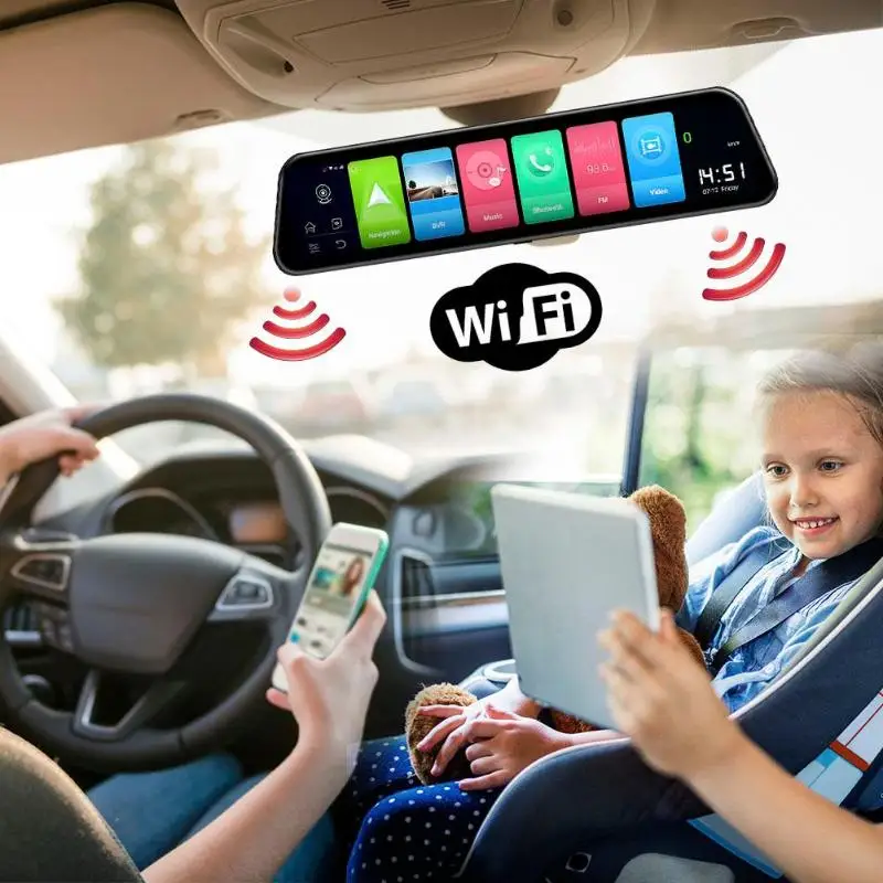 4G Android 8 1 Автомобильный видеорегистратор GPS навигация двойной объектив зеркало