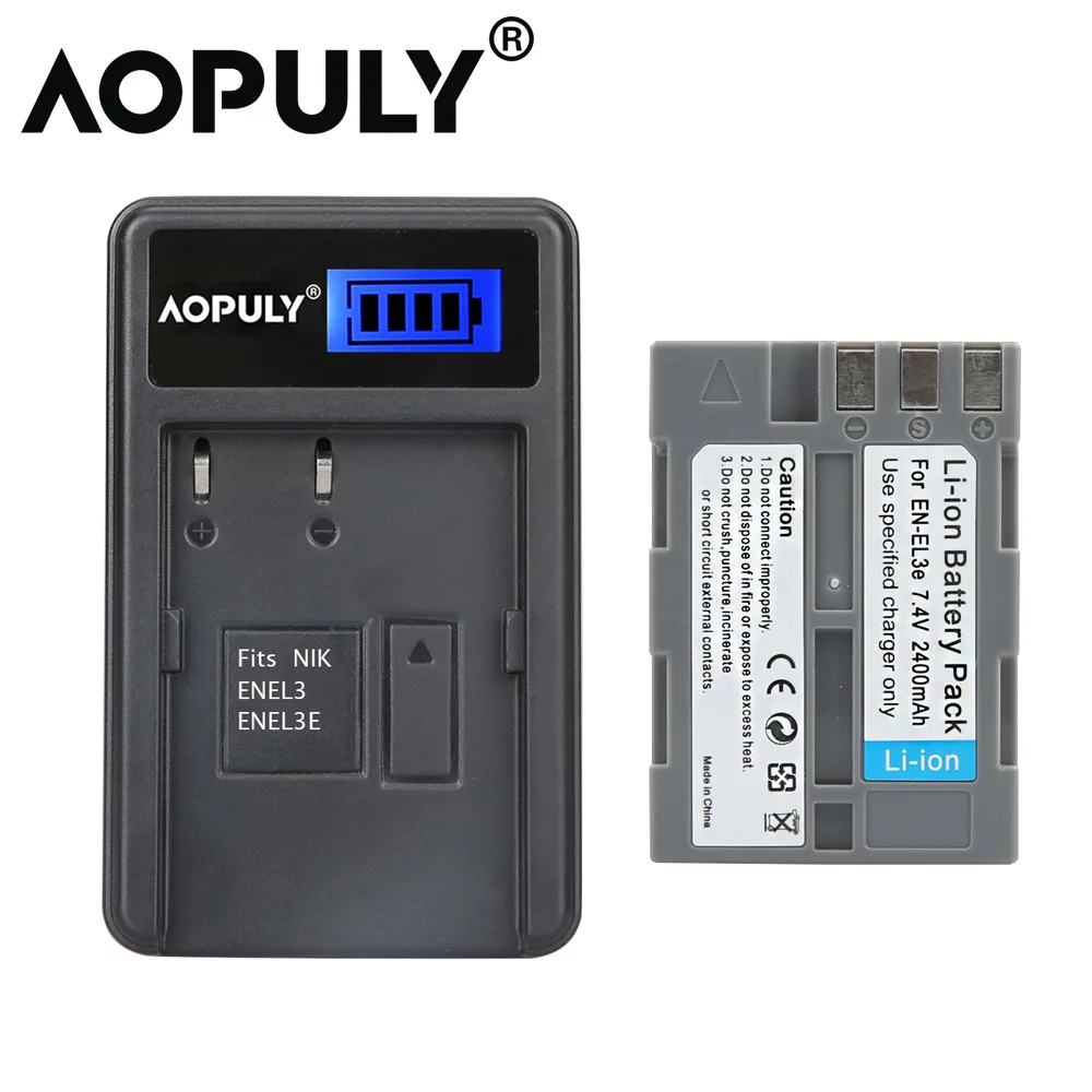 1 battery n charger 1 шт. 2400 мАч EnEL3e baterias для nikon d50 камера батарея EN-EL3e+ ЖК-зарядное устройство для nikon D70 D80 D90 D100 - Цвет: 1 battery n charger
