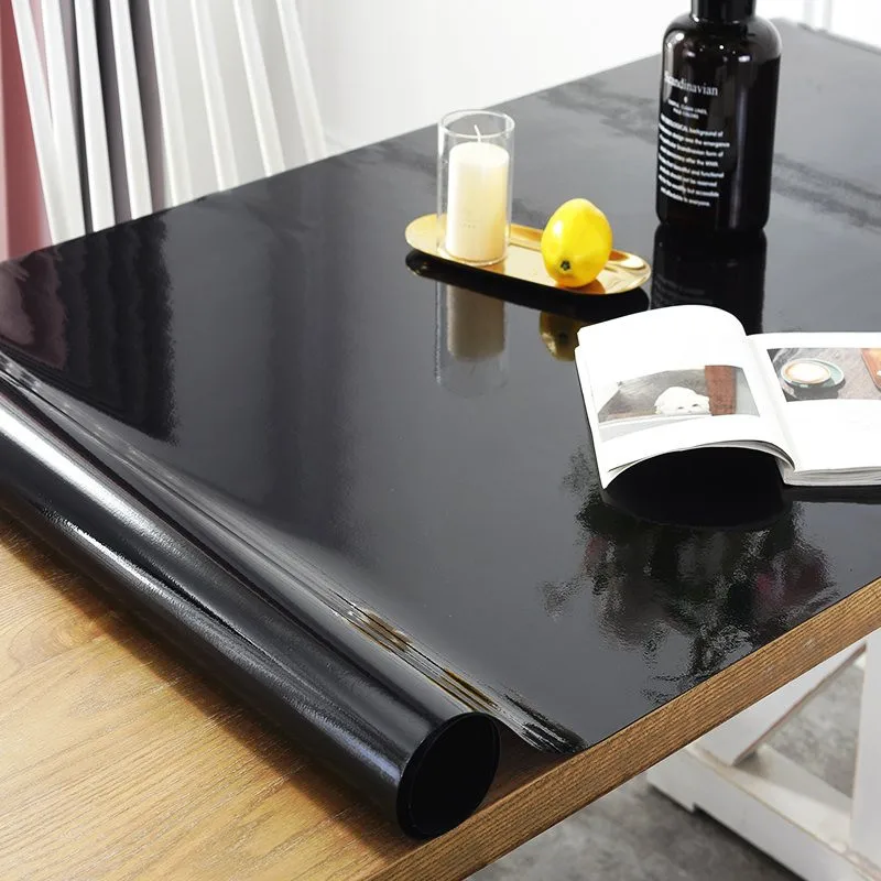 

Black Tablecloth manteles Transparent Waterproof Kitchen Table protective table cover oil proof Glass Soft Cloth Table cloth 1.0
