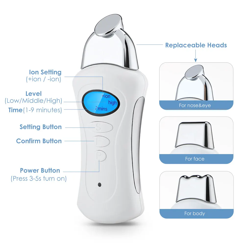 3 IN 1 Galvanic Spa Microcurrent Facial Massager Beauty Machine Wrinkle Remove Shrink Pores Face Lifting Skin Care Tools | Красота и