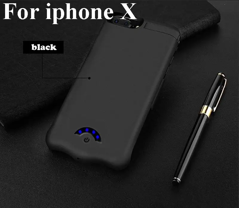 10000 мАч батарея чехол для iPhone X 8 7 6 6 s плюс резервного батарея зарядное устройство чехол банк питания Зарядка чехол для iPhone 6 6 s 7 8 плюс - Цвет: For iPhone X Black