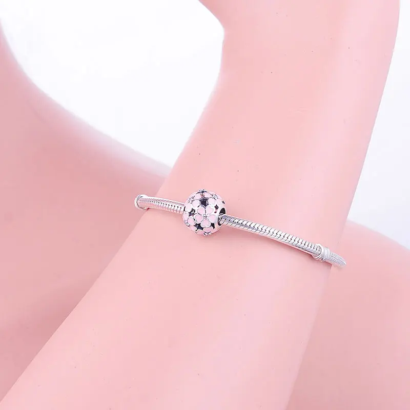 Розовый цветок из белой эмали вишневого цвета CZ бисера Подходит оригинальный