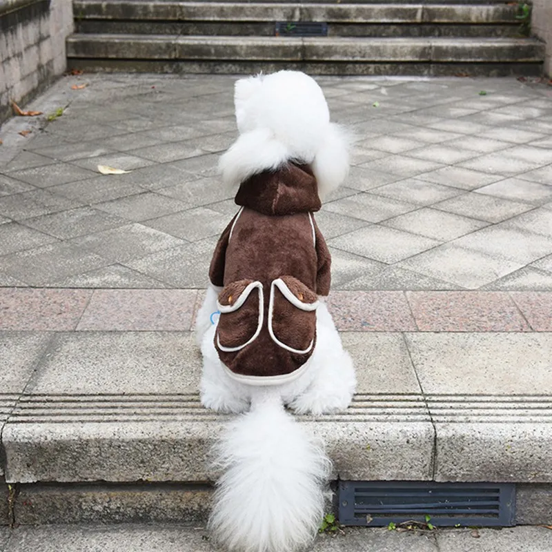 Теплое зимнее пальто для собак Костюм Пушистая утепленная куртка Пальто с