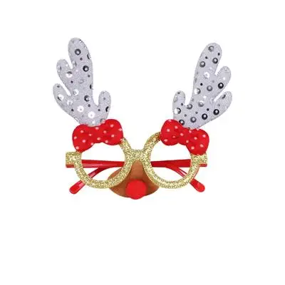 large silver antlers Рождественские украшения для взрослых и детей, праздничные игрушки Санта снеговик, рога, очки, праздничное украшение - Цвет: large silver antlers
