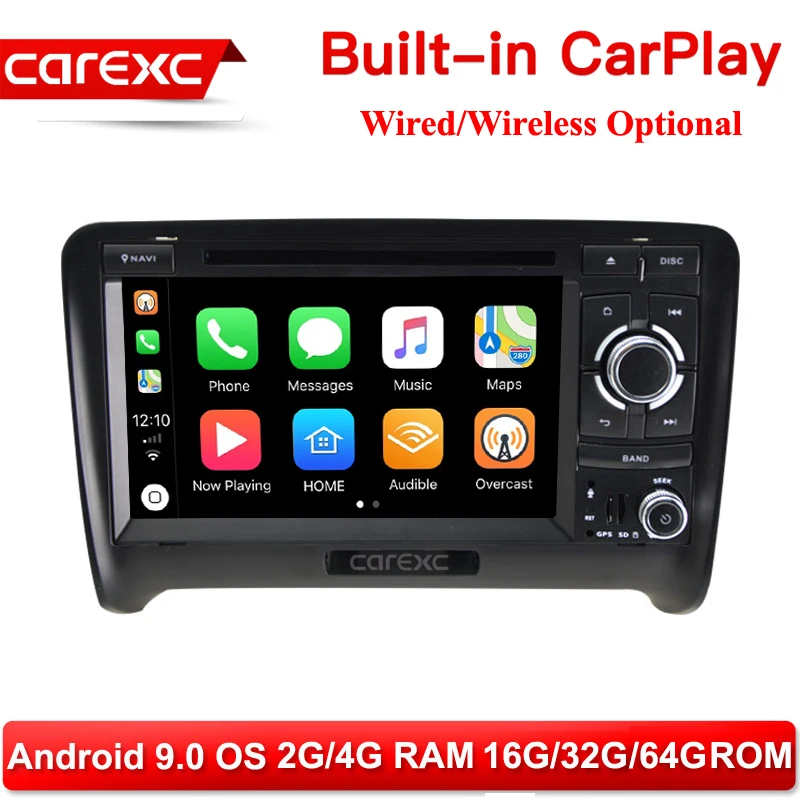 CarExc 7 дюймов Android 9,0 Радио беспроводной CarPlay gps Навигация DVD плеер для Audi TT MK2 8J 2006 2007 2008 2009 2010 2011 2012