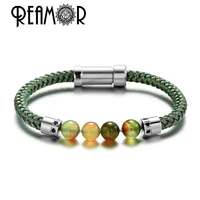 reamor luxury detachable freedom diy men women bracelets stainless steel wire leather bangles colorful jewelry create your life