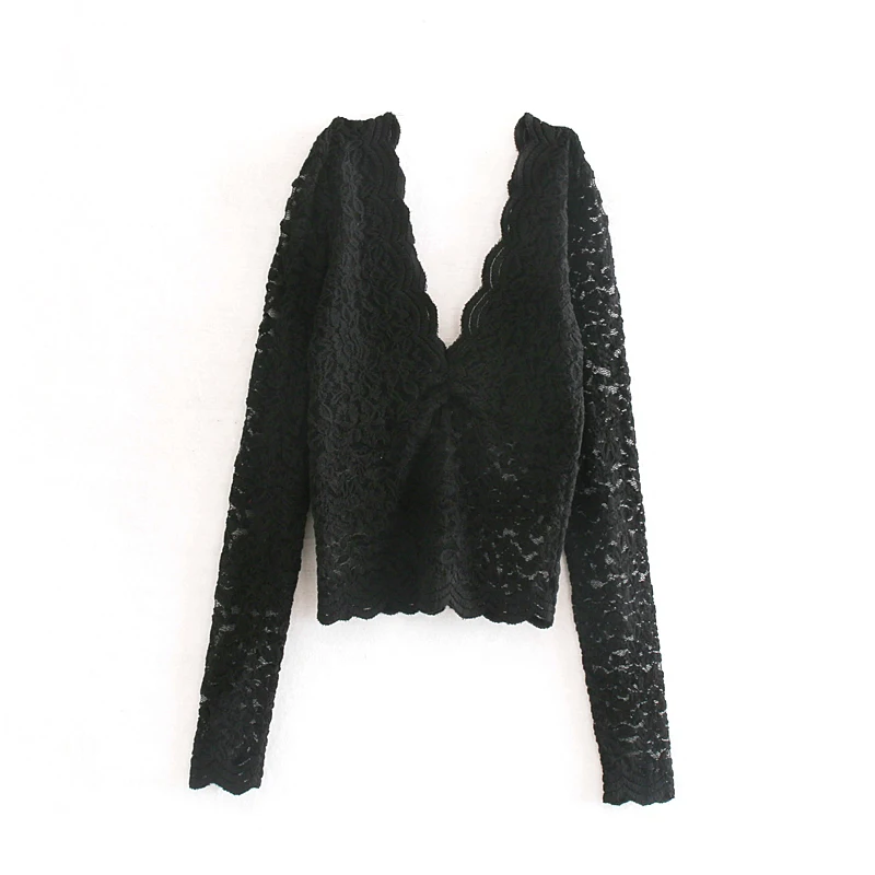 Сексуальная Женская кружевная блузка рубашка с вышивкой осень 2019 Новая мода