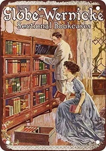 

Kean Retro Metal Tin Sign Globe-Wernicke Sectional Bookcases Wall Decor Kitchen Home Cafe Bar Gift 12 X 8 INCH