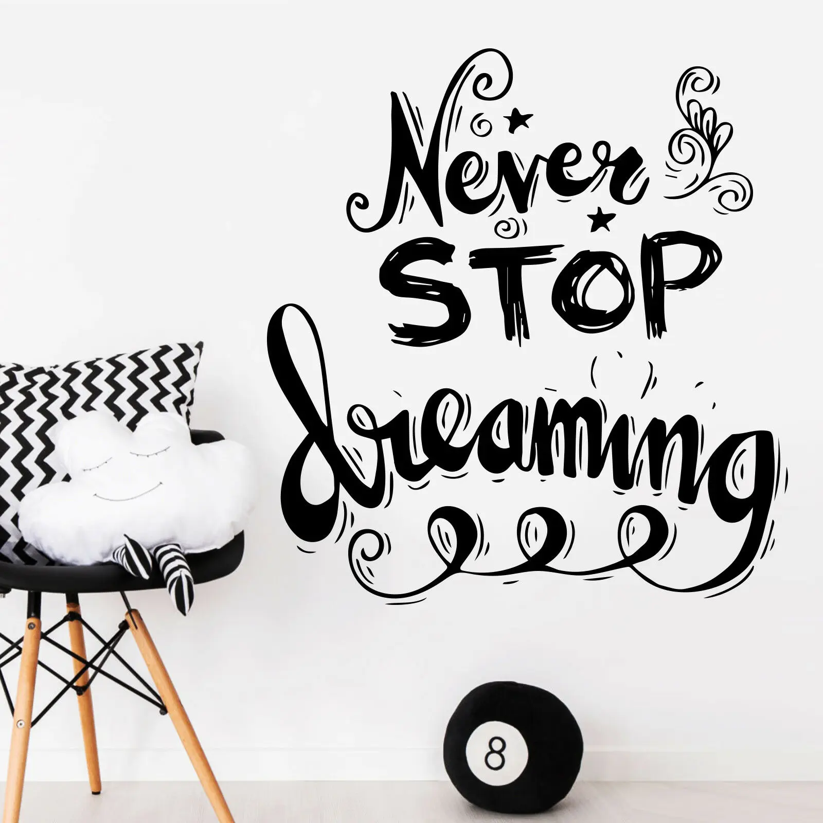 Наклейка на стену никогда не прекратите мечту виниловые Стикеры с цитатами дверь
