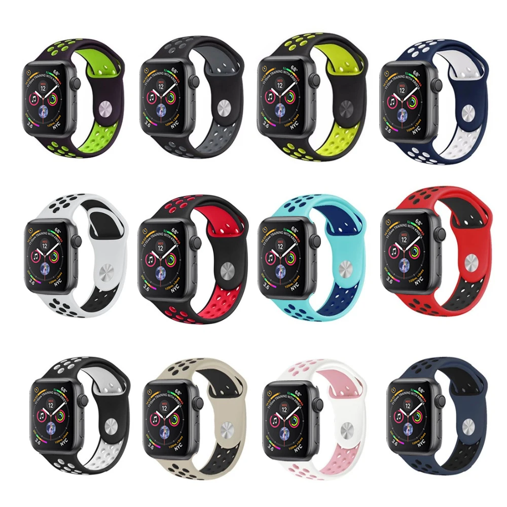 Силиконовый сменный спортивный ремешок NK для Apple Watch 38 мм 40 42 44 браслет iWatch серии 5