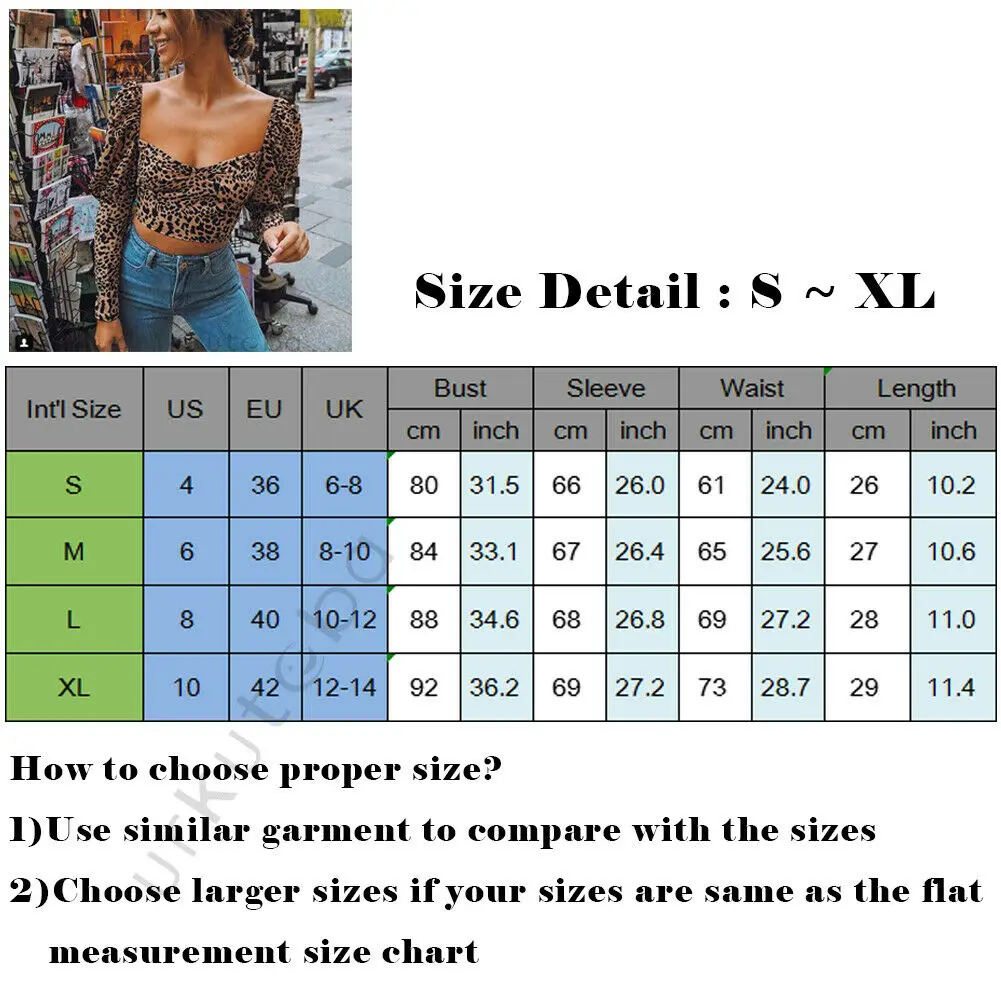 

Sexy French Style Vintage Women Square Neck Leopard print Pullover Tops Puff Long Sleeve Crop Tops Shirts Blouse Tops